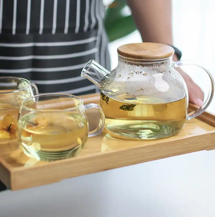 Théière en verre résistant à la chaleur, avec infuseur à thé en