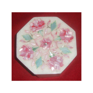 กล่องใส่ดอกไม้สีชมพูหินสีขาวบริสุทธิ์รูปทรงแปดเหลี่ยมทำจากอินเดียน - Product Image 1