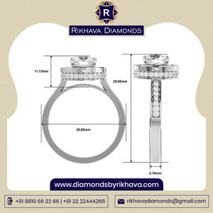 Rikhava Original 10K Anillo solitario de oro blanco Joyería fina con diamantes originales certificados de pureza - Product Image 2