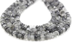 Cuentas redondas facetadas para fabricación de joyas, abalorios de cuarzo de pelo negro Natural, de buena calidad, 1 hebra, venta al por mayor - Product Image 2