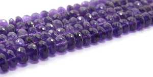 13" Long Strand Natural Amethyst Gemstone Faceted Rondelle Shape Beads Wholesale Natural <b>Blue</b> for Jewelry Making - Product Image 4
