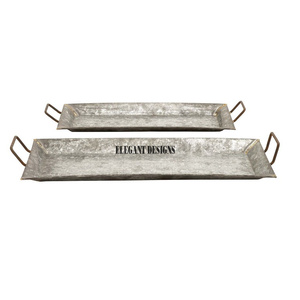 Plateau de service en fer galvanisé, ustensiles de Bar, plateau de service abordable, forme ronde, robuste, Vintage, plat de service galvanisé - Product Image 6