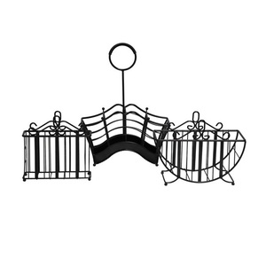 Farmhouse Storage Metal Iron Wire 4 Section Utensil Holder French Grey Chicken Wire Cutlery Caddy <b>Basket</b> - Product Image 5