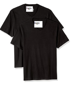 Camiseta de manga corta con cuello en V para hombre, camiseta de ajuste Regular, sólido: 100% algodón, 60% algodón, 40% poliéster, 2 paquetes - Product Image 1