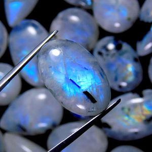 Bandeja de piedra lunar personalizada, cabujón de cristal, piedra lunar, pera, corazón plano, piedra lunar, pulsera de cristal etíope, Ópalo Suelto - Product Image 4