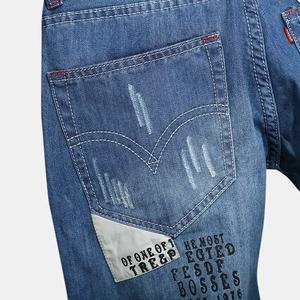 <b>Men's</b> Plus Size Breathable Casual <b>Shorts</b> Custom Wholesale Gym Waterproof Print OEM <b>Pockets</b> Bodybuilding Denim Cotton Fabric - Product Image 4