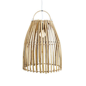 โคมไฟระย้าไม้ไผ่สีน้ำตาลที่แสนสบายในร่มพร้อมชั้นกลางที่สวยงามวัสดุหวายโคมไฟแขวนโป๊ะไฟบ้าน - Product Image 2