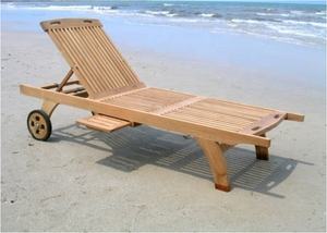 Banc extérieur en bois de style européen pour chaises longues de piscine de jardin deux roues-pour parc et hôtel - Product Image 2