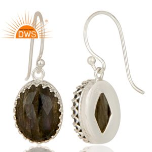 Pendientes de Plata de Ley 925 Hechos a Mano, Proveedor de Joyería Fina, Pendientes de Gota con Piedras Preciosas de Labradorita Facetada, Colección Clásica - Product Image 2
