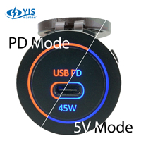 Prises de chargeur USB PD 45W de type C YIS Marine pour bateau, camping-car, caravane, camping-car, prise USB 12V