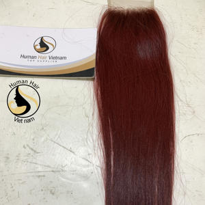 Vente chaude 99J Vin Coloré Droite 100% Humain Vierge Fermeture et Frontale Transeparent Dentelle Petit Noeuds Pour Les Femmes Noires - Product Image 3