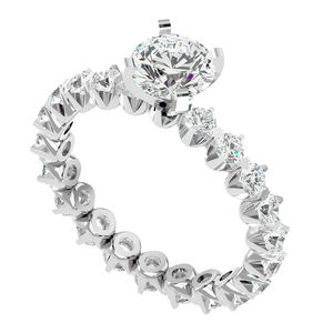 แหวนโซลิแทร์ทองคำขาว10K ความบริสุทธิ์ของโลหะสูงพร้อมเพชรธรรมชาติแท้ดีไซน์ล่าสุด - Product Image 1