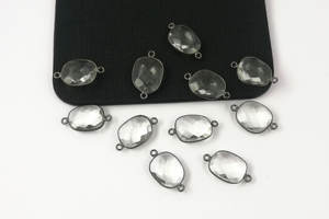 Cristal clair Quartz Pierres Précieuses Coupe Fantaisie Lunette Ensemble Connecteurs Exempts de 13mm à 16mm Connecteur de Lunette-Vente Par Pièce (1) - Product Image 3