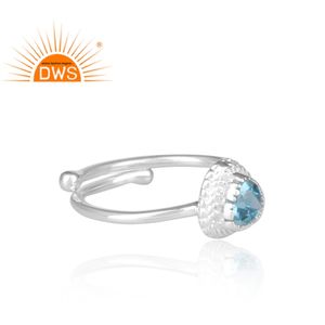 Anillo de GEMA de Topacio Azul, joyería de piedras preciosas, diseño triangular, proveedor de joyería de plata fina 925 sólida - Product Image 3