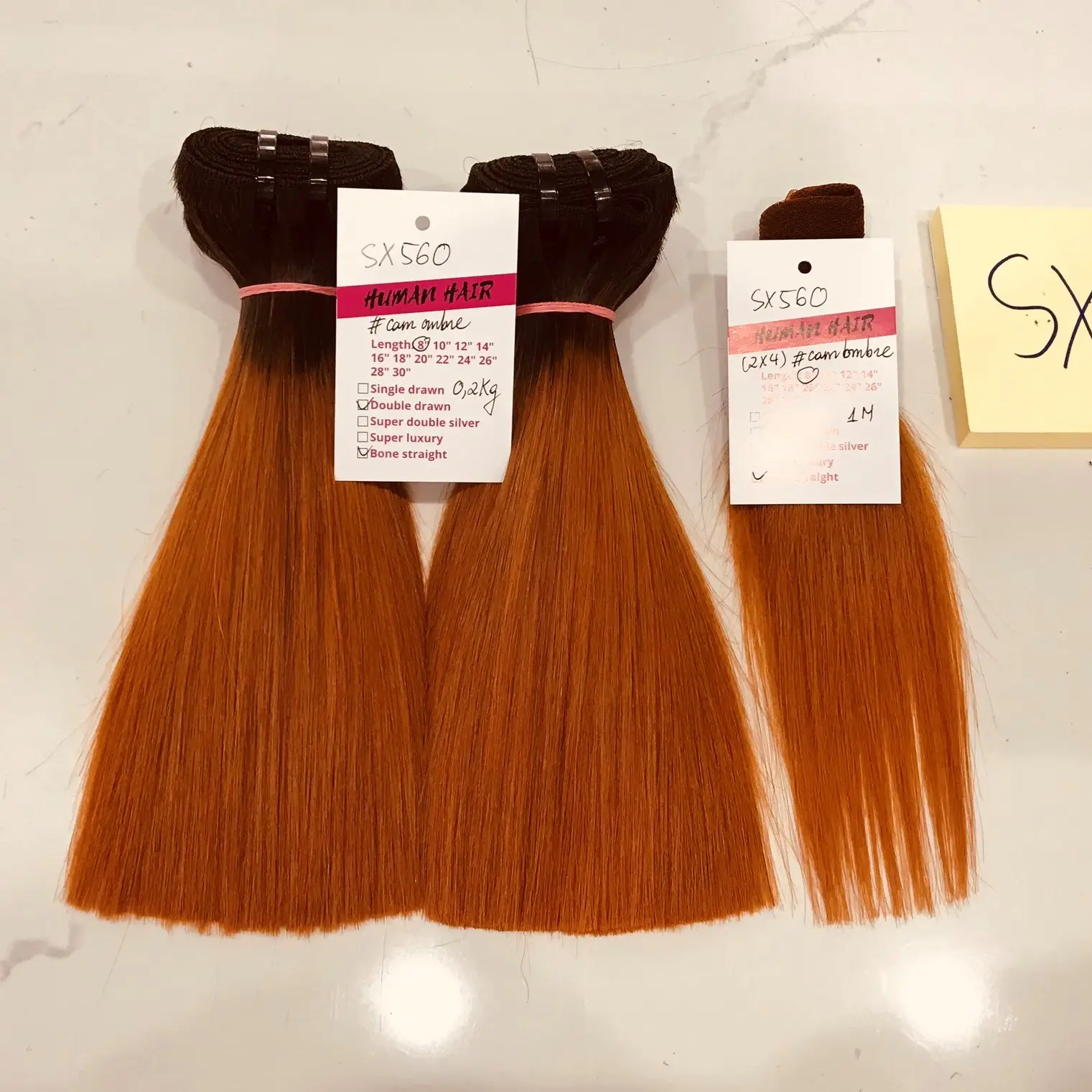 100% Human Hair Raw Ombre Kleur Bone Straight Onbewerkt Haar Extensions Vietnamese Haar Leverancier