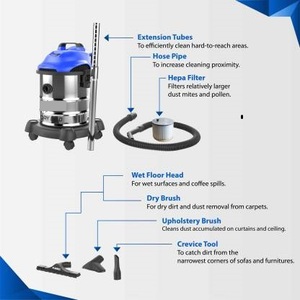 REVE Bold เครื่องดูดฝุ่นไซโคลนไฟฟ้าแบบเปียกแห้งสีน้ำเงินเงินสีดำไม่มีถุงปลั๊ก EU สำหรับทำความสะอาดบ้านกลางแจ้งโรงแรมโรงรถ - Product Image 2