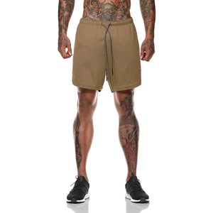 Pantalones cortos deportivos para hombre, ropa deportiva para correr, gimnasio, compresión personalizada, entrenamiento de sudor, Fitness, atlético, poliéster, nailon, estampado negro - Product Image 2