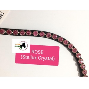 Bande de sourcils équestre de luxe Rider Choice avec cristaux Stellux de 8mm Matériau en cuir Boucle de bande collante ouverte à l'arrière pour chevaux de course - Product Image 4