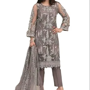 All New Chiffon Heavy Embroidery Neck With Handwork And Stone Work By WS INTERNATIONAL