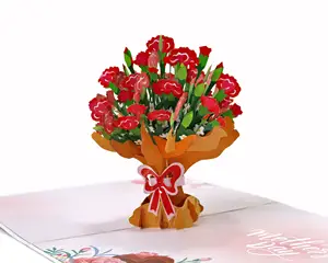 Haute qualité nouveau fournisseur de modèle de fleur de carte Pop Up 3D du Vietnam et conception personnalisée pour la fête des mères 2022 vente en gros