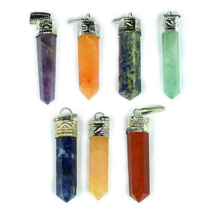 Venta al por mayor surtido lápiz colgante hecho a mano mezcla Chakra colgante de piedras preciosas naturales - Product Image 1