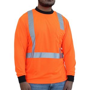 Hi Viz Camisa de cuello de manga larga con bolsillo frontal Logotipo personalizable de alta calidad Ropa DE SEGURIDAD reflectante de gran tamaño impermeable - Product Image 1