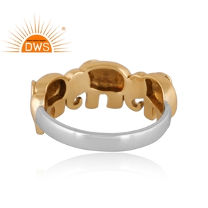 Latest 2026 Sterling Silver Gold Plated Elephant Design Band <b>Ring</b> For Women Jewelry Manufacturer - Product Image 4