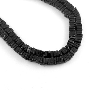 Perles fines carrées lisses Heishi, spinelle noire, pierres précieuses en vrac, bijoux naturels, perles - Product Image 3