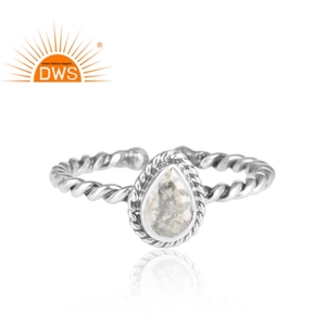 Anillo ajustable de piedras preciosas de howlita Natural de plata esterlina oxidada para mujer, joyería para mujer, regalo para ella - Product Image 3