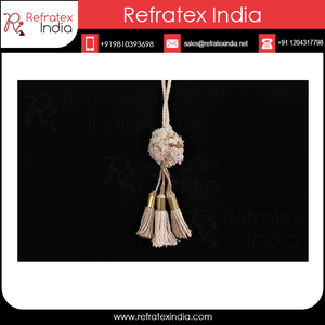 Borla de yute Lurex hecha a mano, pompón decorativo, en la India - Product Image 5