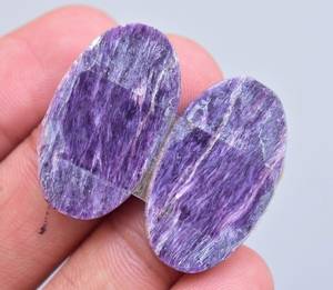 Lot de pierres précieuses Charoite naturelles, 10 pièces, couleur violette, cabochons amples - Product Image 6