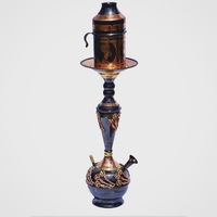Chichas Farida Oxibrass Range Luxe Égyptien Type Courbé en Laiton Laqué Mini Chicha avec Tige en Cuivre/Inox de 20 cm et Plateau
