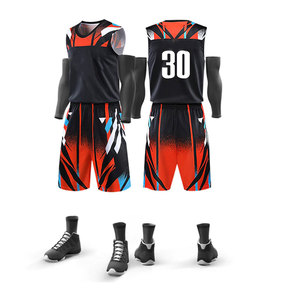 Custom Sublimated Basketball Jersey Set White Blue Red Moisture Wicking Quick Dry V-neck Short Sleeve Elastic Waist Unisex Adult - Product Image 3