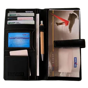 Leather Check Book Cover Custom Travel Visa Rf-Id Blocking Passport Card Holder Cove Gifts Real Leather With Custom Logo