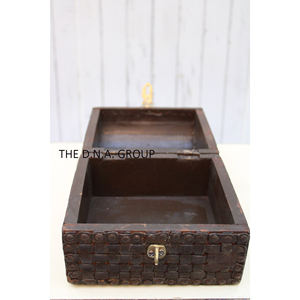 Caja de cuero de madera de estilo antiguo, caja de cuero de color negro, diseño único, para regalo - Product Image 3