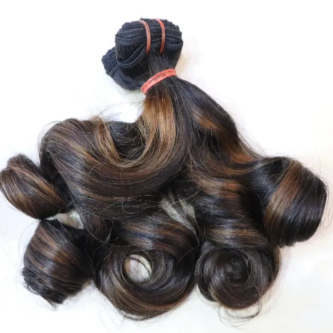 Magic Funmi Curly Highlight Color Weft Hair Vietnamese raw hair top quality in hair extensions