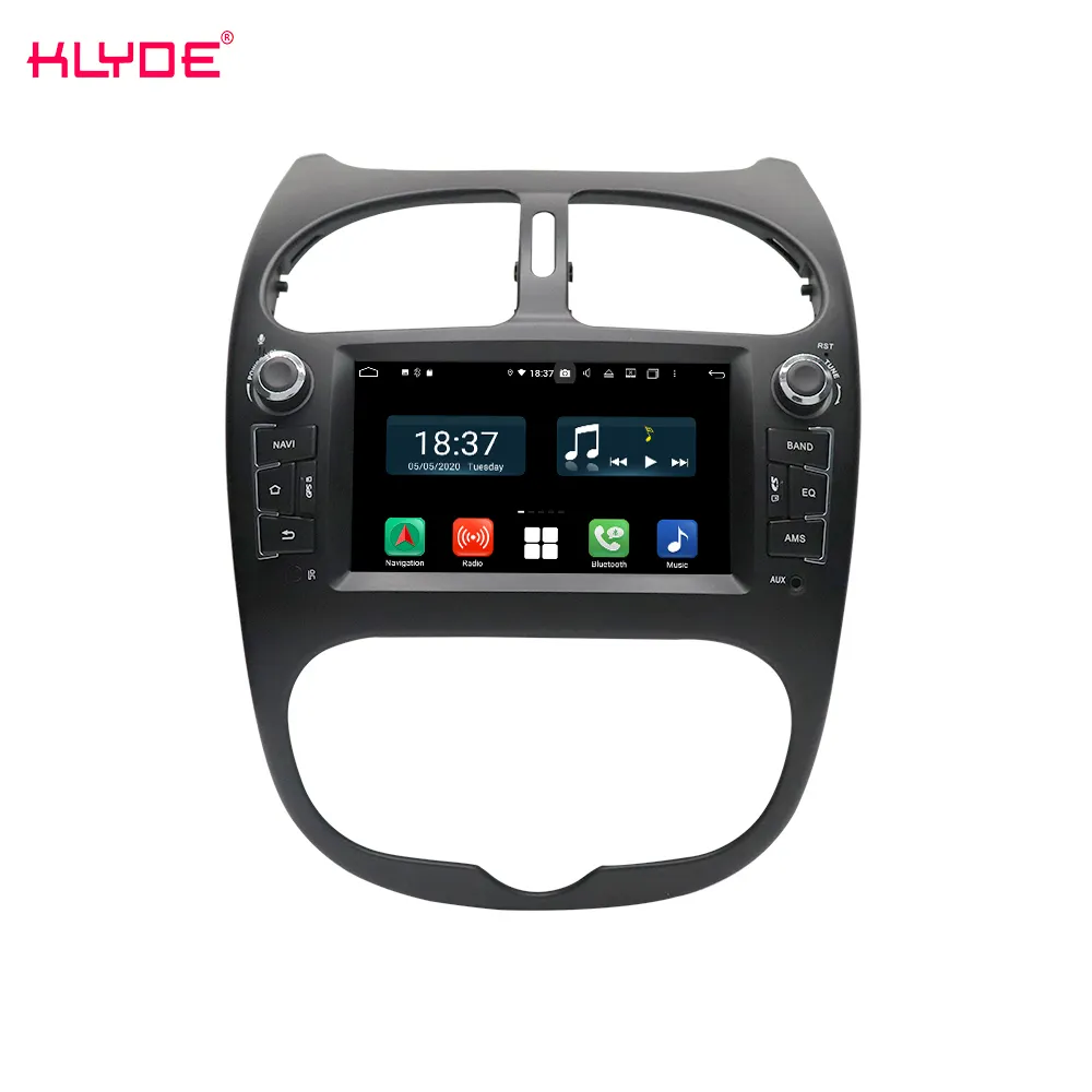 Autoradio Android KD-6206, Octa core, lecteur audio, écran tactile, 1din, pour voiture peugeot 206, Klyde