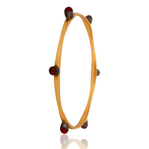 18พันทองชุบเครื่องประดับออกแบบทองเหลืองแฟชั่นของผู้หญิงกำไลข้อมือพลอยนิลธรรมชาติสีแดงผู้ผลิต - Product Image 3