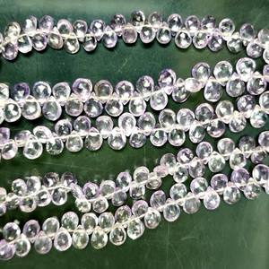 ลูกปัดควอทซ์สีชมพูเหลี่ยมเพชรพลอยธรรมชาติเกรด AAA 5x7มม. เครื่องประดับอัญมณีสีขาวมีดีไซน์ที่สร้างสรรค์วัสดุหินหลวม - Product Image 5