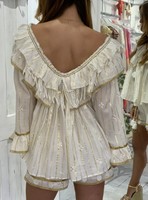 Lurex — ensemble pour femmes, haut et Short en dentelle orné de miroir blanc, de style Boho, à volants, Super qualité, 7 pièces