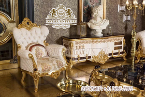 Juego de Sofás de Salón de Estilo Clásico Turco, Último Modelo en Blanco y Dorado, Juego de Sofás de Salón de Lujo Maharaja, EE. UU. - Product Image 4