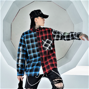 Saadat เสื้อสักหลาดพิมพ์ลายผ้าตาหมากรุก,เสื้อแขนยาวแฟชั่นแนวสปอร์ตสำหรับผู้ชาย - Product Image 4