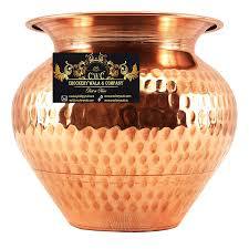 งานแฮนด์เมดทำจากทองแดงบริสุทธิ์ Kalash/Lota ดีไซน์โค้งมนและโค้งมนสำหรับ Diwali, Pooja,เทศกาล-ของตกแต่งบ้าน - Product Image 4