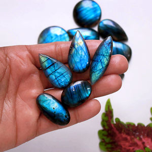 Labradorite naturelle perlée, gros bracelet en labradorite de 8mm, cabochons à dos plat, lot de 20 pièces - Product Image 5