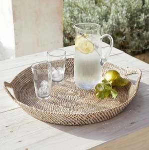 Panier rond en rotin blanc, vente en gros, pour décoration de maison, luxe fabriqué au Vietnam, - Product Image 1