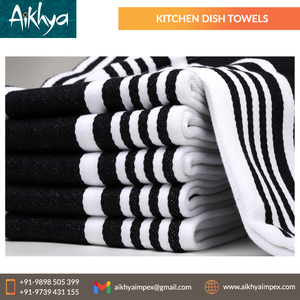 Torchons de cuisine en coton biologique doux et durable, couleur noire, fabricant en vrac, serviettes de thé personnalisées, 100% - Product Image 4