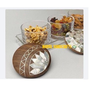 Luxury Decorative Storage <b>Box</b> Set with 3 Round Containers and Tray Handmade Modern Organizer for Jewelry <b>Trinkets</b> Home Table - Product Image 2