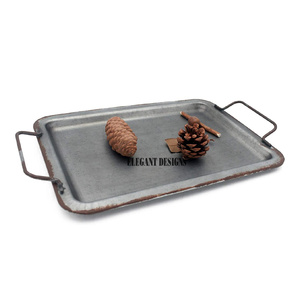 Ensemble de couleurs personnalisées, deux tailles différentes, plateau de service galvanisé, plateau de service jetable fantaisie, vaisselle vintage galvanisée - Product Image 4