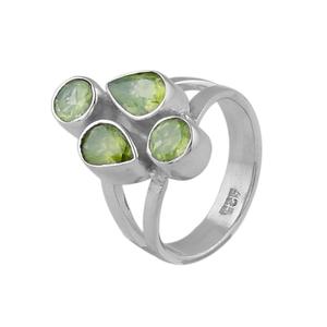 Anillo de plata de ley 925 con peridoto verde brillante, banda dividida, energía espiritual de alta vibración, estilo bohemio, para viajeros. - Product Image 2