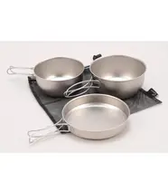 Titanium Camp Cook Set Portable Cookware Mess Kit for Travel  Hiking  Picnic  Backpacking PY-SIE022 Titanium Cooker Set of 3 pcs
